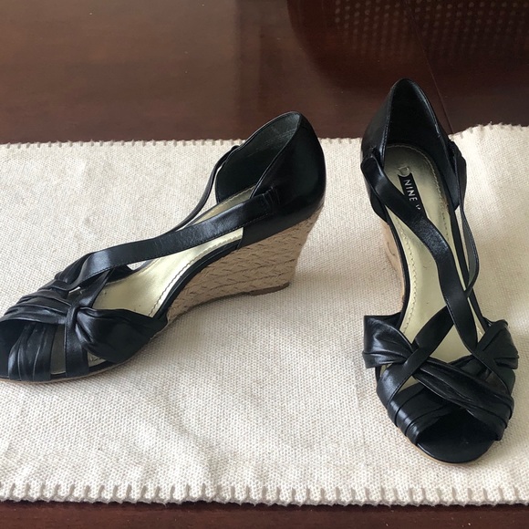 Nine west black leather wedges, perfect condition - Picture 2 of 7